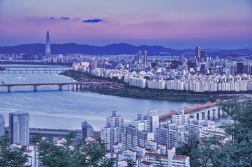 Naklejka premium romantic night view of Seoul, Korea