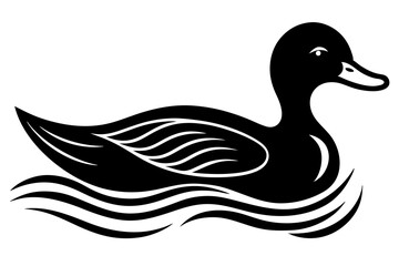 Side Profile of a Goose Swimming Elegantly a Vector Illustration
