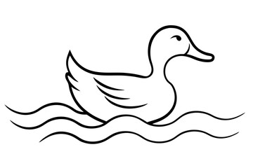 Stunning Vector Illustration Featuring a Duck Swimming Boldly Against the Wind

