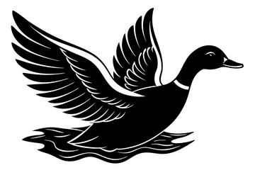 Vibrant Vector Artwork of a Majestic Goose in Flight with Wings Slightly Extended Celebrating Wildlife
