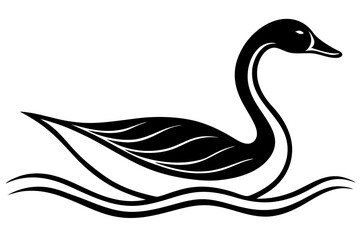 Stylish Vector Illustration Depicting a Goose in a Modern Geometric Swim
