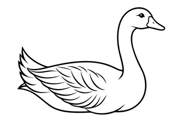 Dynamic Vector Art Featuring a Swimming Goose Glancing Back Over Its Shoulder
