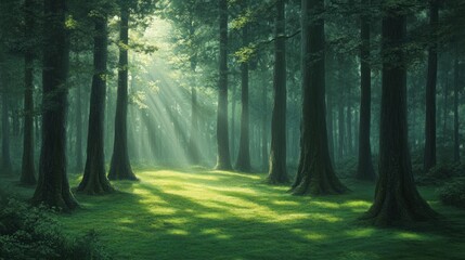 Obraz premium Sunlight Through Forest Trees