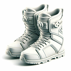 3D Snowboard Boots Icon Isolated on White Background - Sleek and Functional Design for Winter Sports Infographics - Perfect for Gear Breakdown and Visual Aids