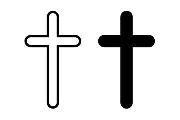 Christian or catholic cross icon set with simple and modern design