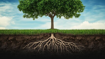 Obraz premium Roots of Nature - Tree and Soil