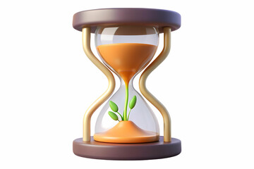 Flat Soft Abstract Hourglass with Growing Roots: Symbolizing Time-Sensitive Growth Through Community and ESG Negotiations in Bokeh Effect - Vector Illustration