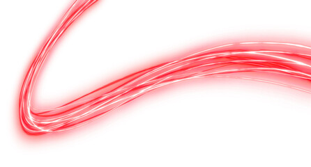 red Speed Light Line Glow Effect on transparent background