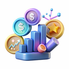 Bokeh lights with holographic investment icons concept as A medium shot of cool toned bokeh lights with floating holographic investment icons like graphs and coins. The image suggests financial growth
