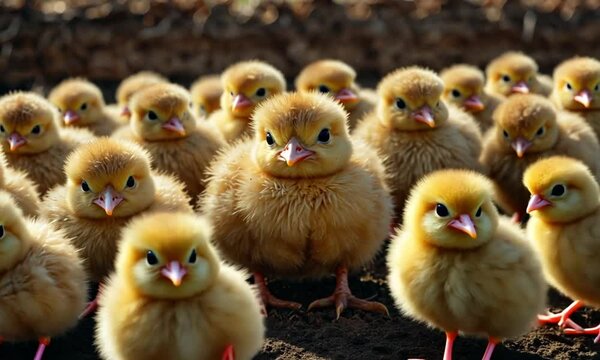 Baby chicks at farm