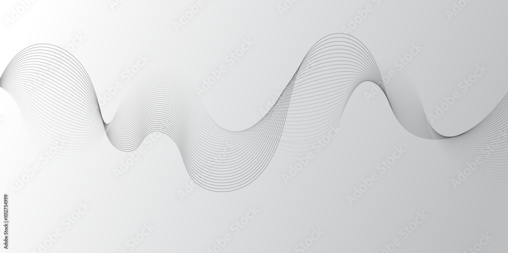 Wall mural abstract grey, white smooth element swoosh speed wave modern stream background. wave with lines crea