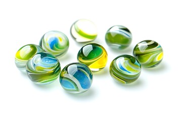 Group of Marbles Colorful with shadow on white background
