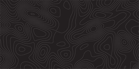 Abstract white on black background Topographic line map pattern. Contour elevation topographic and textured Background Modern design with black background with topographic wavy patted.	