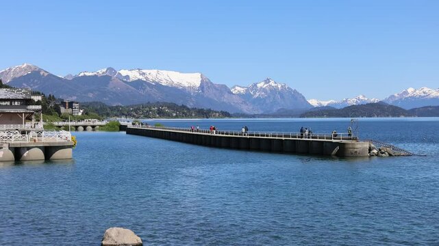 Argentina, Patagonia, Bariloche lake shore of Nahuel Huapi lake close to historic city center.