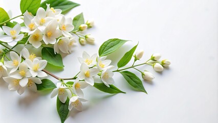 Obraz premium Fresh jasmine flowers against white background