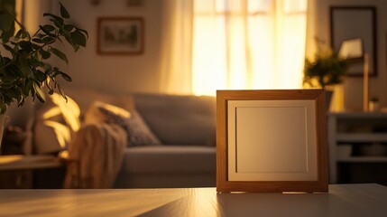 Fototapeta premium Cozy Living Room with Sunlight and Empty Frame