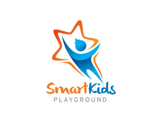 Kids and Star logo symbol or icon template