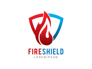 Fire and Shield logo symbol or icon template