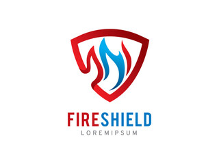 Fire and Shield logo symbol or icon template