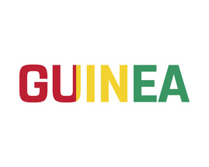 Typographic Design of GUINEA with flag Typography on a white background, Editable vector design of GUINEA typography with flag, Independence Day Design, GUINEA Day design, National Flag of GUINEA