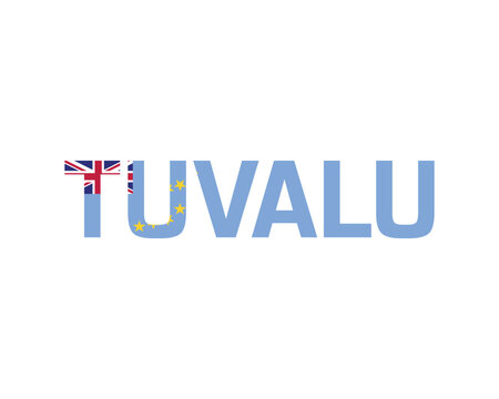 Typographic Design of TUVALU with flag Typography on a white background, Editable vector design of TUVALU typography with flag, Independence Day Design, TUVALU day design, National Flag of TUVALU