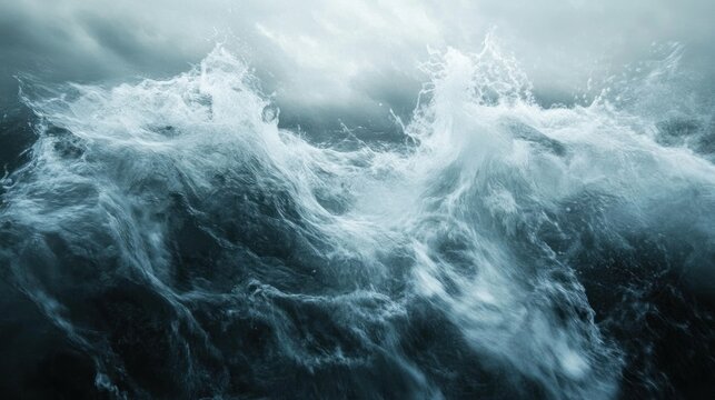 Ocean Waves Crashing Under Stormy Skies