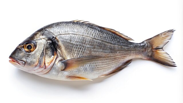 Fresh raw sea bream fish isolated on white background