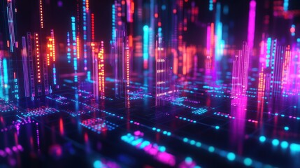 Obraz premium Neon Cityscape - A Digital Dream