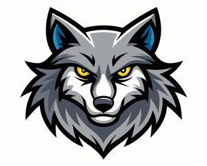 wolf head mascot on a white background