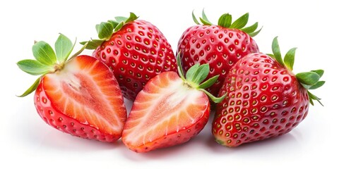 Fresh ripe strawberries isolated on white background