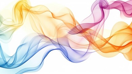 Abstract Colorful Smoke Waves on White Background
