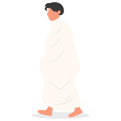 Islamic Hajj Pilgrims Illustration in Flat Cartoon Design and Shape. Vector Character
