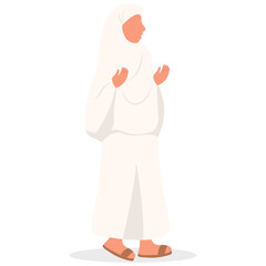 Islamic Hajj Pilgrims Illustration in Flat Cartoon Design and Shape. Vector Character