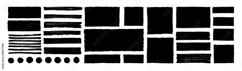 Fototapete black vector rough edge rectangles. grunge square frames set. jagged edge torn paper background coll