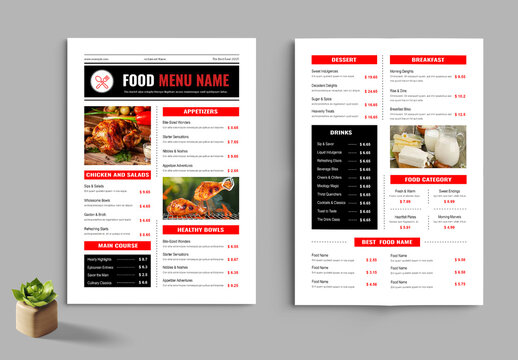Newspaper Style Food Menu Template