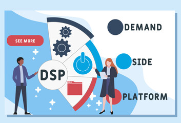 DSP - demand side platform acronym. business concept background. vector illustration concept with keywords and icons. lettering illustration with icons for web banner, flyer, landing pag