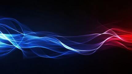 Abstract Blue and Red Waves on Black Background