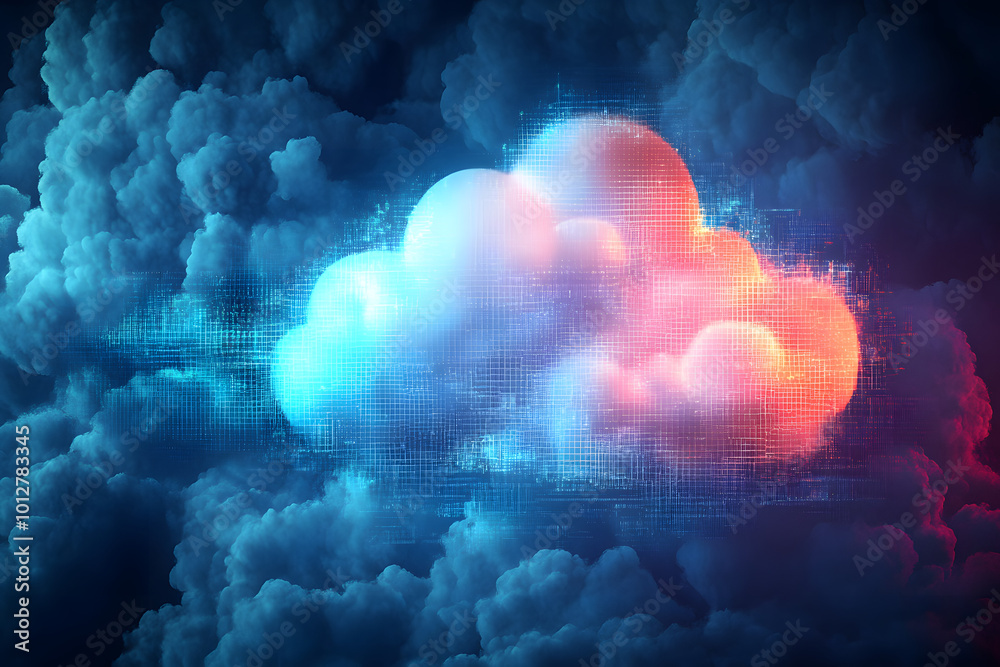 Wall mural cloud networking concept: cloud on digital background