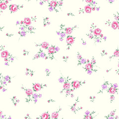 Beautiful and cute rose seamless pattern,