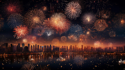 Fireworks illuminate the night sky to celebrate the arrival of New Year.