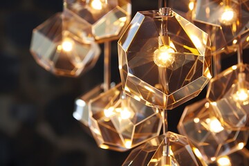 Luxury crystal chandelier hanging on ceiling in luxury hotel