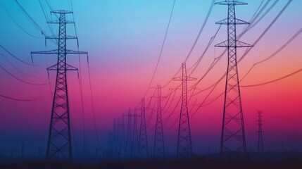 Fototapeta premium Power Lines at Sunset