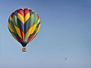 Fototapeta premium Hot air balloon in flight against the sky. Hot air balloons are aircraft that gain their lift by heating a large contained envelope of air above the ambient temperature