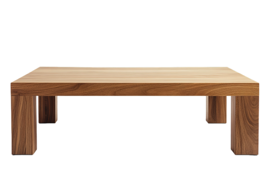 Modern wooden coffee table isolated on transparent background
