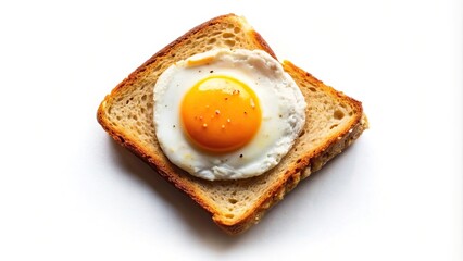 fried egg on toast on white background