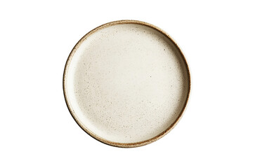 Empty ceramic plate on transparent background, top view