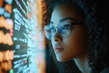 Woman Looking at Data