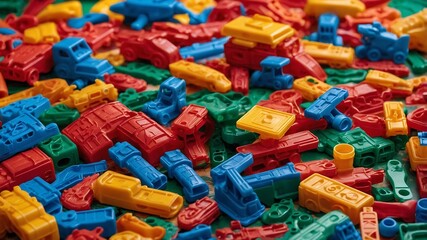 Multi-colored plastic building blocks
