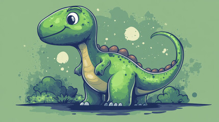 Obraz premium A funny cartoon dinosaur design perfect for kids' t-shirts.