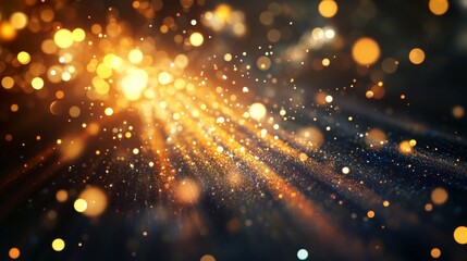 Fototapeta premium A mesmerizing display of golden particles and lights radiating in different directions, creating a magical and vibrant atmosphere.